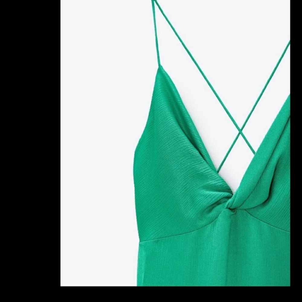 NWT Zara Green Knotted Slip Dress - Picture 10 of 15